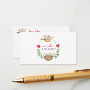 Mama Bird Fliegen über Nest Notizen für Babydusche