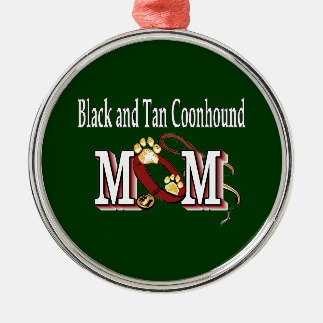 Mama "Black and Tan Coonhound Dog" Silbernes Ornament (Vorne)