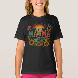 Mama Blume Stickerei Design Cowgirl Boho Mama T-Shirt