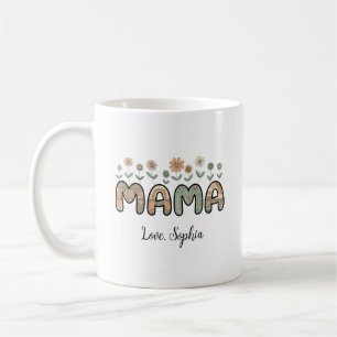 Mama, Blumen Muttertag Benutzerdefinierter Name Kaffeetasse