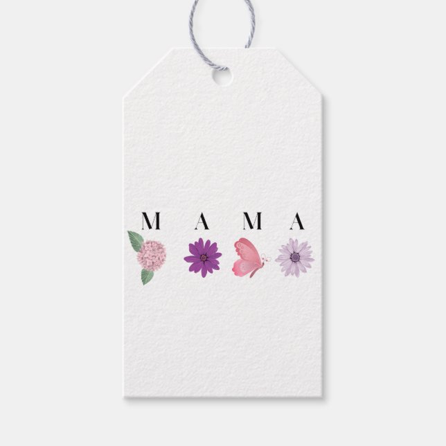 MAMA Blumen, Muttertag, Geburtstagsgeschenk, Handb Geschenkanhänger (Vorderseite)