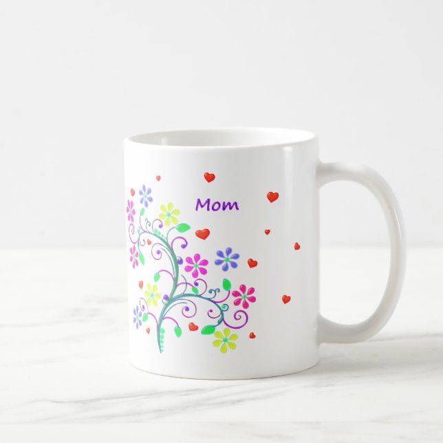 Mama-Blumen-Schale mit Gewohnheit wir *Heart* Sie Kaffeetasse (Rechts)