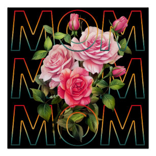 Mama Blumen-Typografie Muttertagsgeschenk Poster