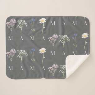 MAMA Blumen zum Muttertag, Geschenk - sanft und se Sherpadecke