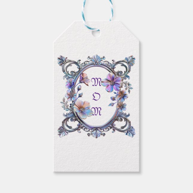 Mama Blumenrahmen Geschenkanhänger (Vorderseite)