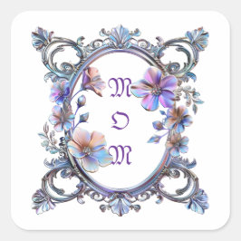 Mama Blumenrahmen Quadratischer Aufkleber
