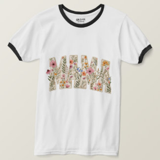 MAMA Blumenstickerei – Vintage Botanische Blume T-Shirt