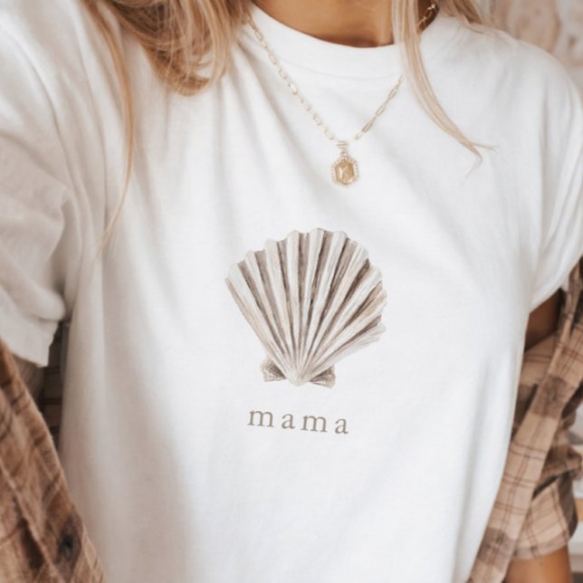 Mama Boho Beach Shell Babyparty T-Shirt (Von Creator hochgeladen)
