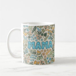Mama Boho Pastel Green Floral 3D Pattern Kaffeetasse