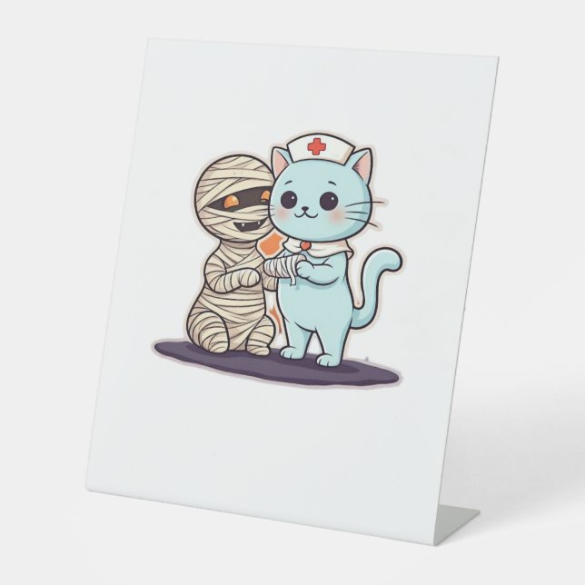 Mama Boo-Boo Krankenschwester Katze zum Retten! Cl Sockelschild (Vorderseite)