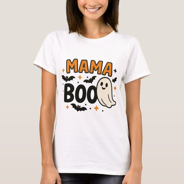 Mama Boo | Orange & Black Halloween Familie Matchi T-Shirt (Vorderseite)