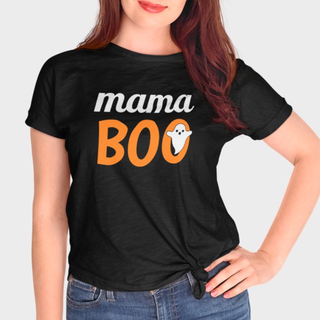 Mama Boo Orange Black Halloween Familie Matching T-Shirt (Von Creator hochgeladen)