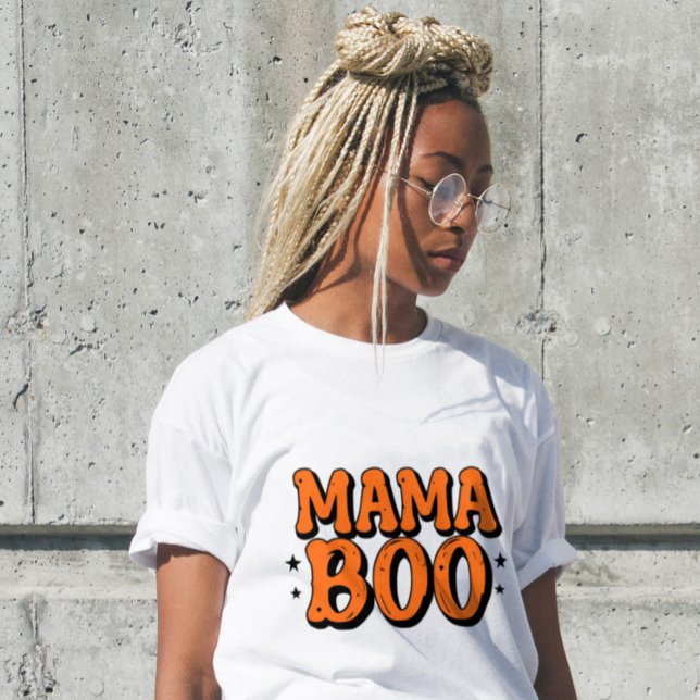 Mama Boo Orange Black Halloween Family Matching Tri-Blend Shirt (Von Creator hochgeladen)