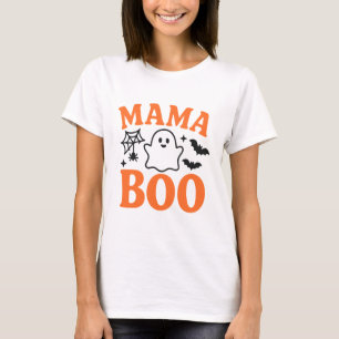Mama Boo Orange & Black Niedlich Halloween Famil T-Shirt