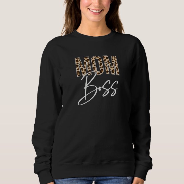 Mama-Boss mit Leopard Print Mother Mama Mam Sweatshirt (Vorderseite)