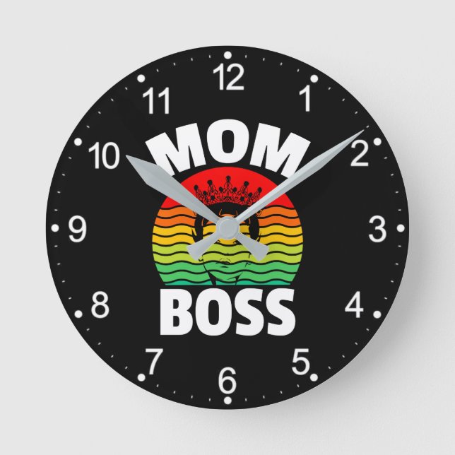 Mama Boss Muttertagsgeschenk-66620 Runde Wanduhr (Vorderseite)
