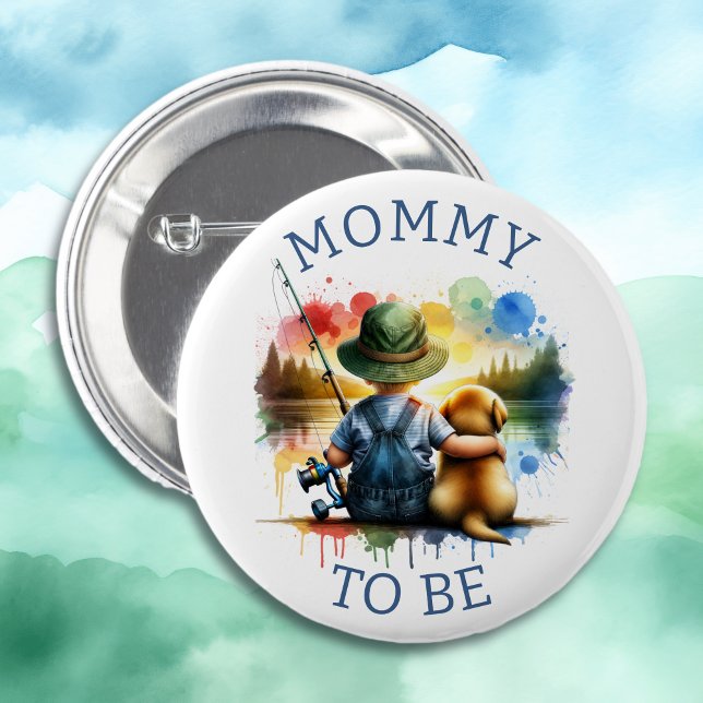 Mama, Boy's Fishing Themed Baby Shower zu sein Button (Von Creator hochgeladen)