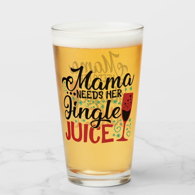 Mama braucht ihren Jingle Juice | XMAS Drinks Spaß Glas (Vorne (Gefüllt))