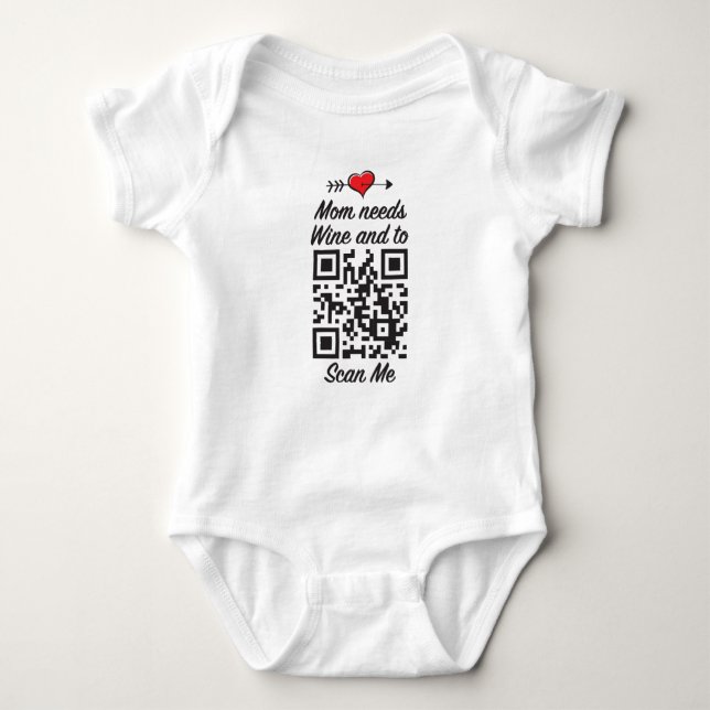 Mama braucht Wein und zu prüfen QR-Code Baby Strampler (Vorderseite)
