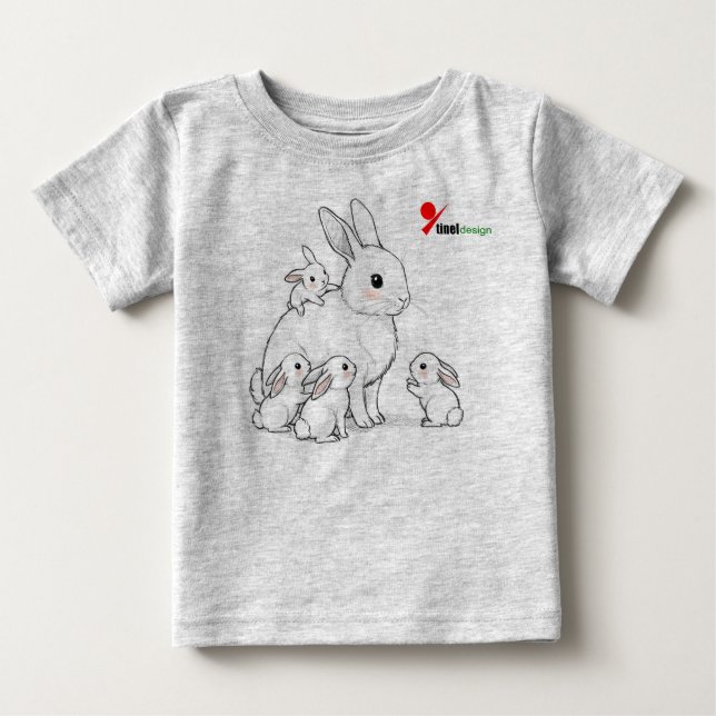 Mama Bunny & Babies Baby T - Shirt (Vorderseite)