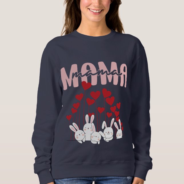 Mama Bunny Heart Sweatshirt - Niedlicher Muttertag (Vorderseite)