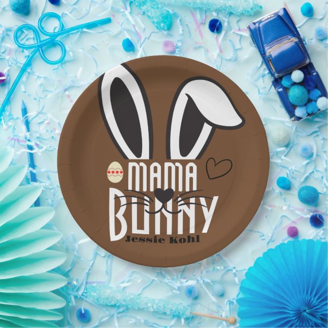 Mama Bunny Oster Elegante niedliche Familie Pappteller (Party)