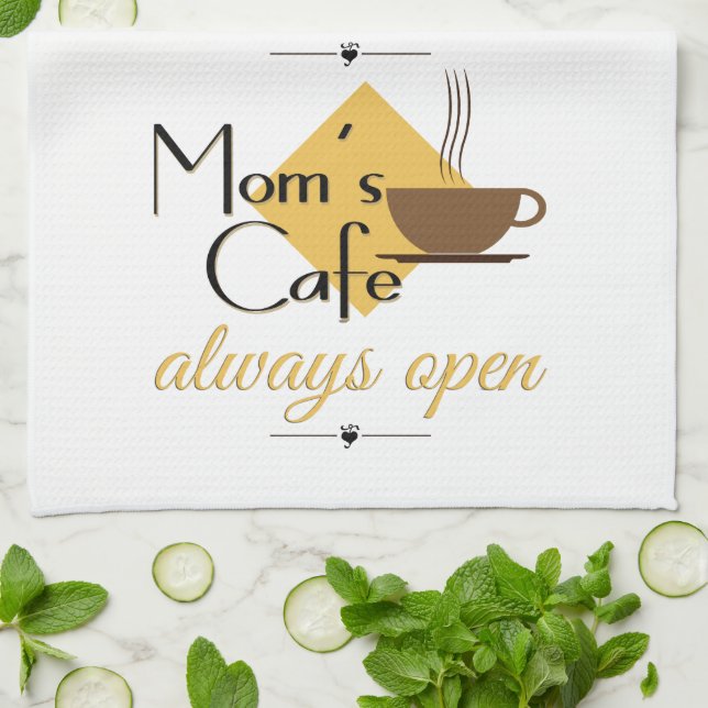 Mama Café immer geöffnet Handtuch (Gefaltet)