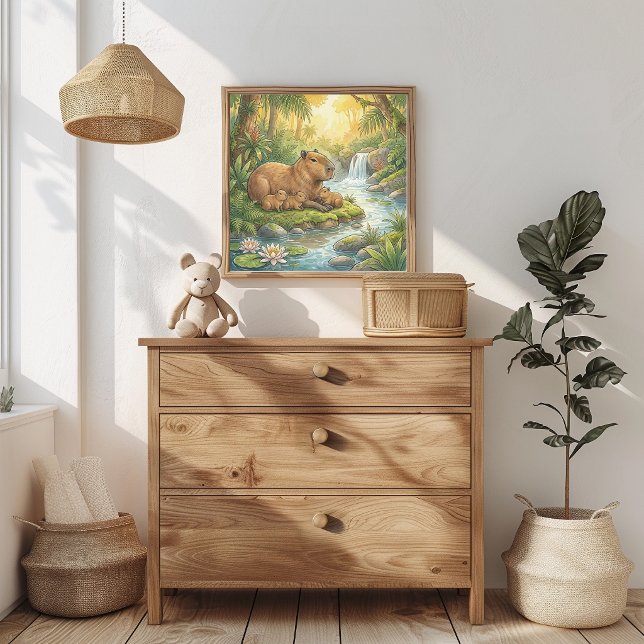 Mama Capybara und Babys Kinderzimmer Poster (Von Creator hochgeladen)