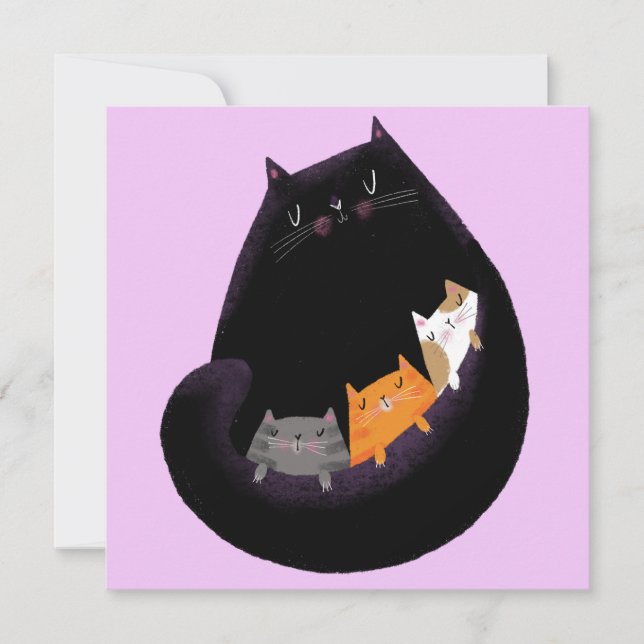 Mama Cat & Kittens Card (Vorderseite)