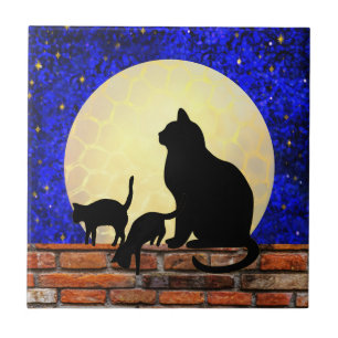 Mama Cat und Kittens Keramik Tile Fliese