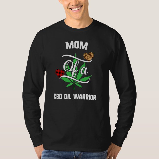 Mama Cbd Oil Awareness Leopard Buffalo Kariert Fam T-Shirt (Vorderseite)