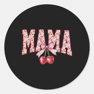 Mama Cherry Floral Happy Mütter Tag Mama Coqu Runder Aufkleber