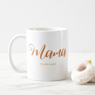 Mama Chic Boho Script und Herz mit Kindernamen Kaffeetasse
