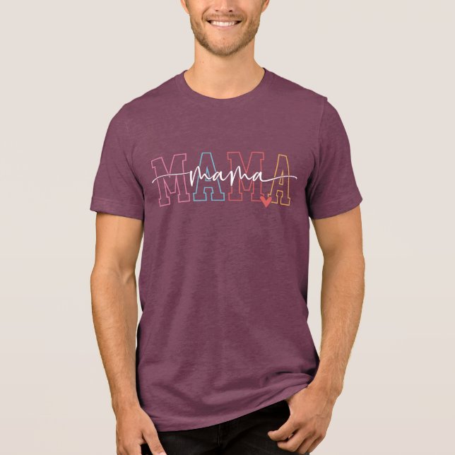 Mama | Chic Schrift und Herz  Tri-Blend Shirt (Vorderseite)