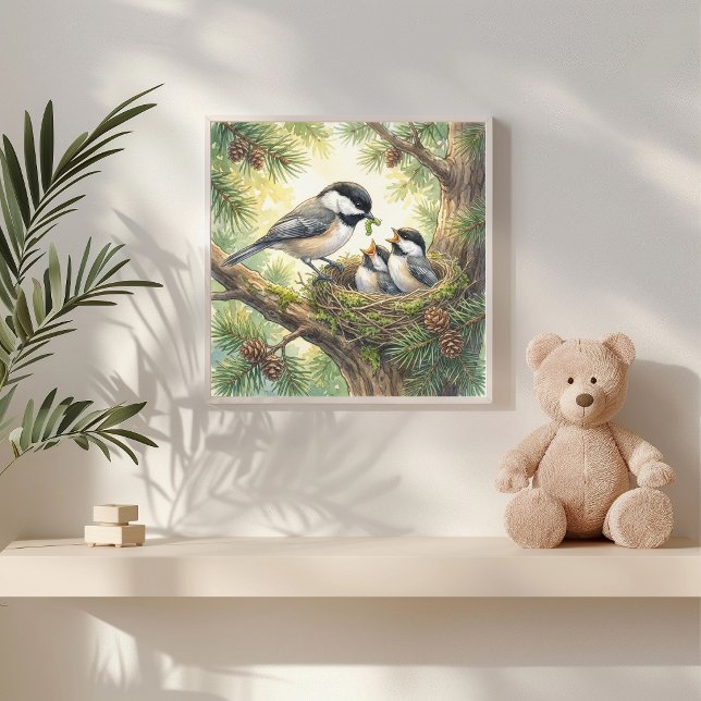 Mama Chickadee und Kinderkinderkrippe Poster (Von Creator hochgeladen)