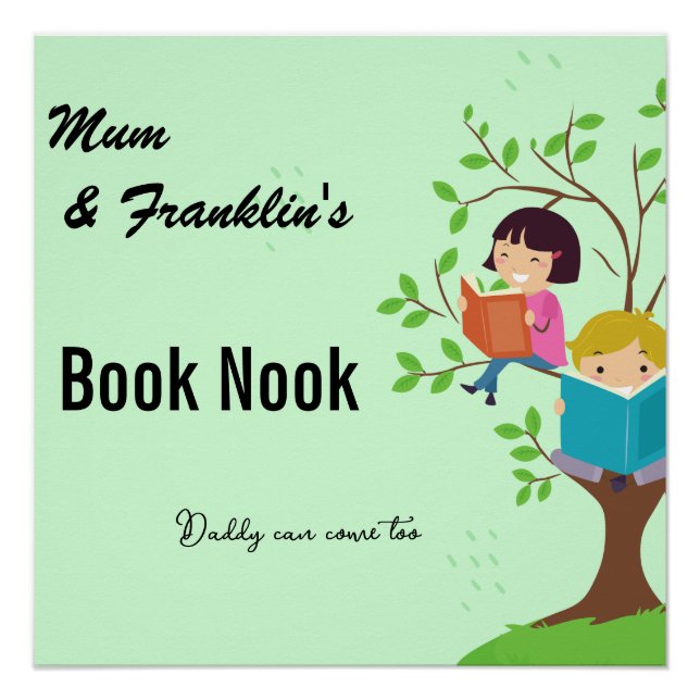 Mama & Child Book Nook. Bearbeiten von Namen und T Poster (Vorderseite)