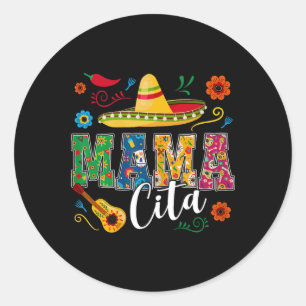 Mama Cita Cinco De Mayo Mexican Sombrero Guitar Ca Runder Aufkleber
