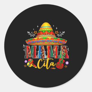 Mama cita fünf de mayo mexikanischer Sombrero Fami Runder Aufkleber