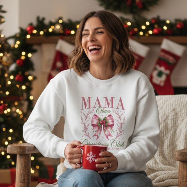 Mama Claus Christmas Club Pink Coquette Bow Sweatshirt (Von Creator hochgeladen)