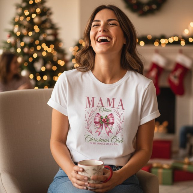Mama Claus Christmas Club Pink Coquette Bow Tri-Blend Shirt (Von Creator hochgeladen)