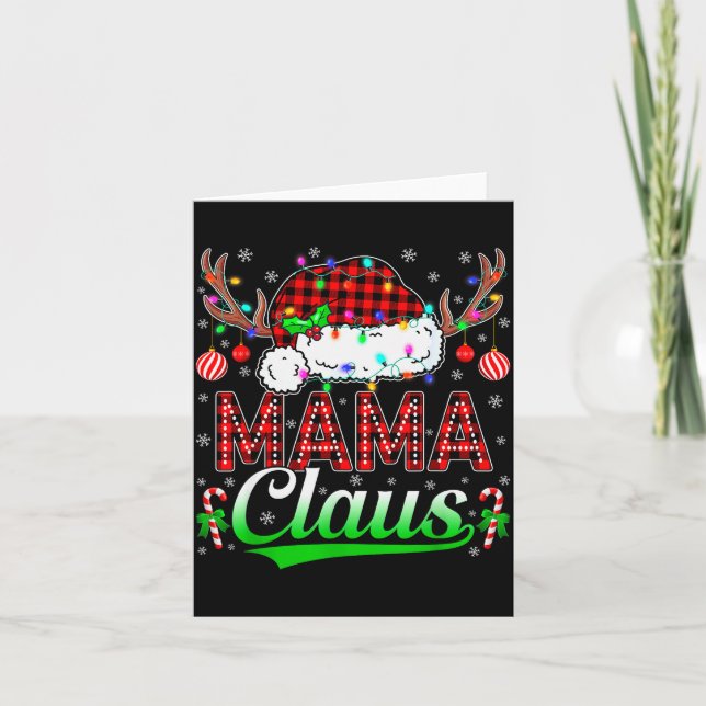 Mama Claus Christmas Lights Matching Family Xmas P Karte (Vorderseite)