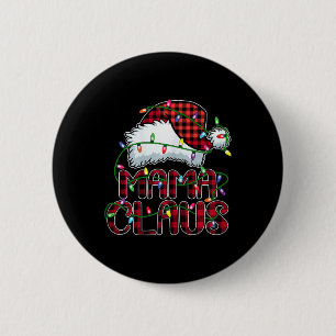 Mama Claus Christmas Lights Pajama Familie Matchin Button