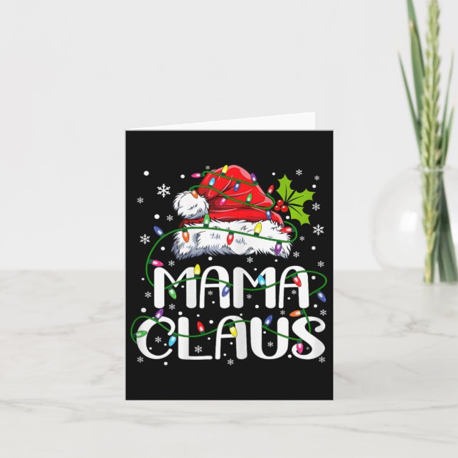 Mama Claus Christmas Lights Pajama Familie Matchin Karte (Vorderseite)