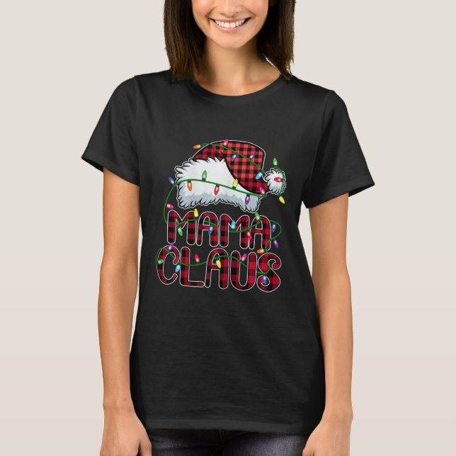 Mama Claus Christmas Lights Pajama Familie Matchin T-Shirt (Vorderseite)