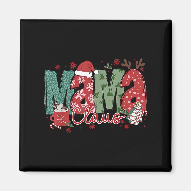 Mama Claus Christmas Pajama Santa Claus Family Mat Magnet (Vorne)