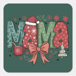 Mama Claus Frohe Weihnachten Geschenk für Mama Quadratischer Aufkleber