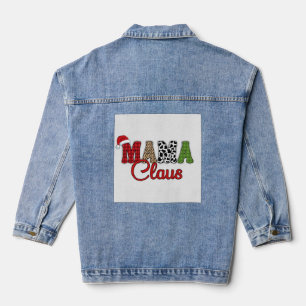Mama Claus Kariertes Muster-60096 Jeansjacke