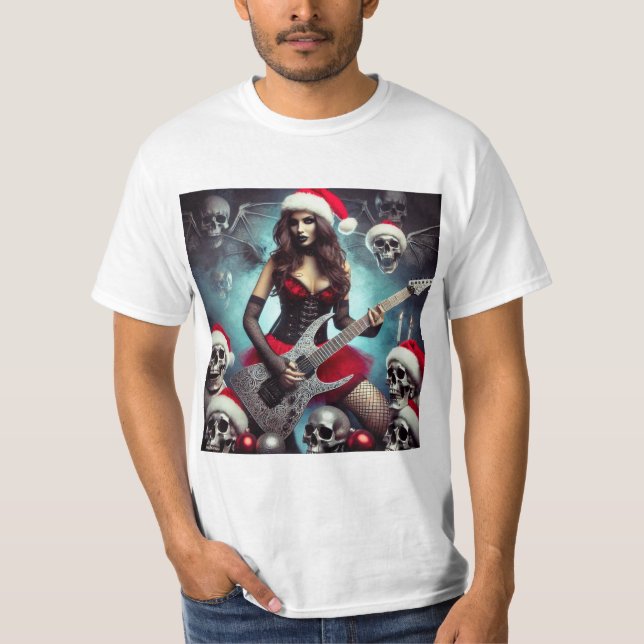 Mamá Claus Metalera: La Navidad Rockera T-Shirt (Vorderseite)