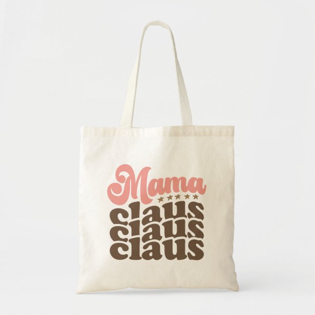 Mama Claus Retro Groovy Weihnachtsferien Tragetasche (Vorne)