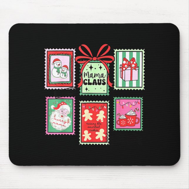 Mama Claus Weihnachten Mutter Stempel Schleife Pyj Mousepad (Vorne)